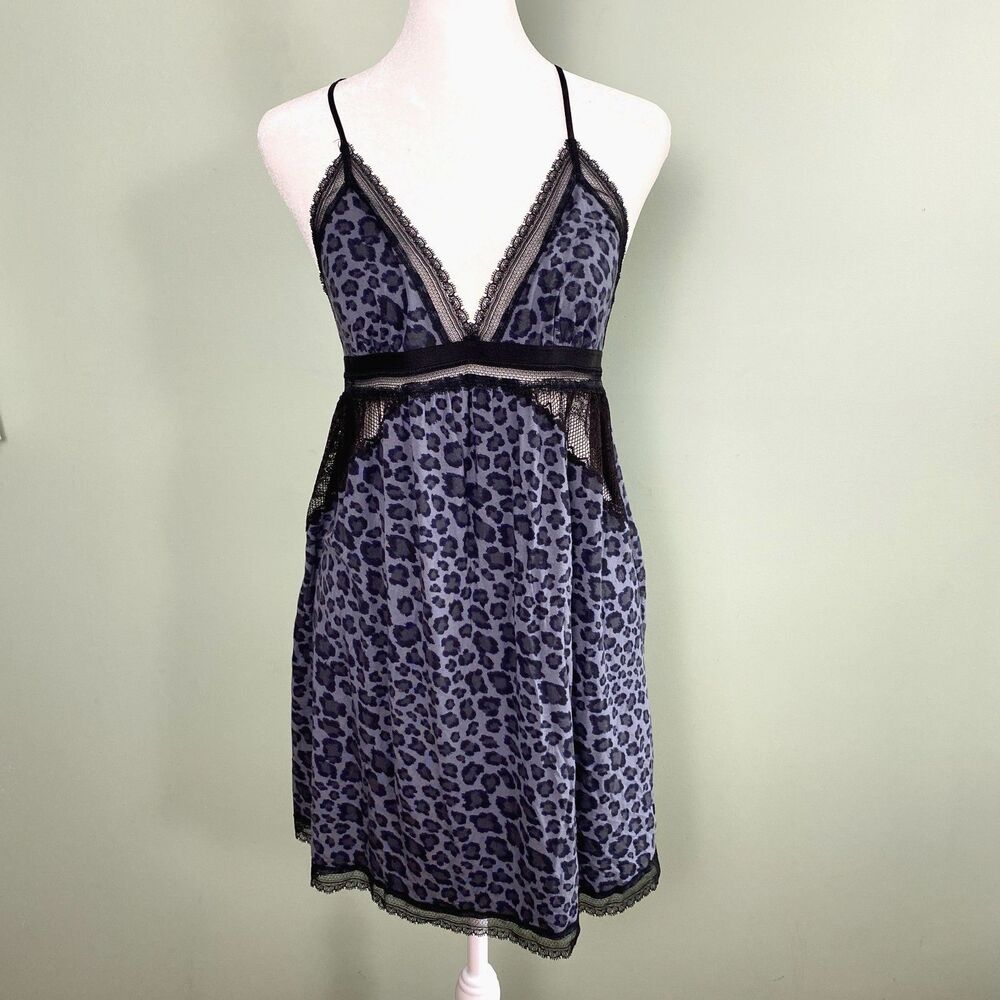 Victorias Secret Babydoll Dress Womens Large Animal Print Lace Chemise Coquette